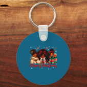 Black African Girl American Melanin Christmas Sant Sleutelhanger (Voorkant)