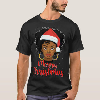 Black African Girl American Melanin Christmas Sant T-shirt