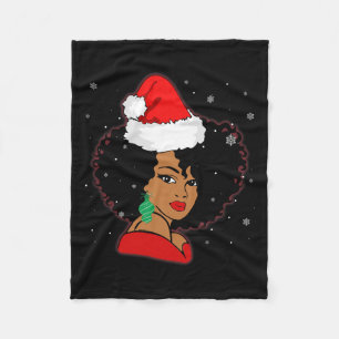 Black African Girl American Melanin-kerstzant Fleece Deken