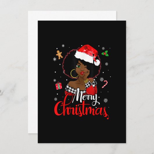 Black African Girl American Melanin-kerstzant Kaart (Voorkant / Achterkant)