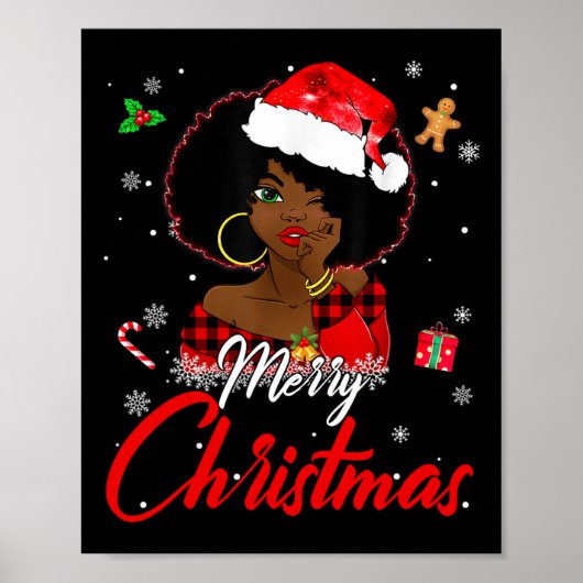 Black African Girl American Melanin-kerstzant Poster (Voorkant)