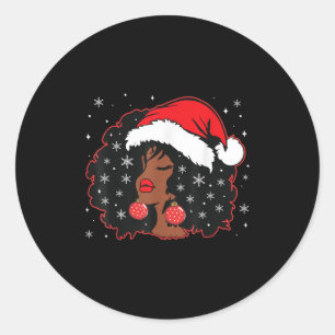 Black African Girl American Melanin-kerstzant Ronde Sticker