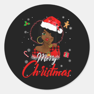 Black African Girl American Melanin-kerstzant Ronde Sticker