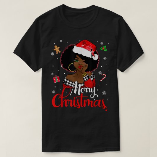 Black African Girl American Melanin-kerstzant T-shirt (Design voorkant)
