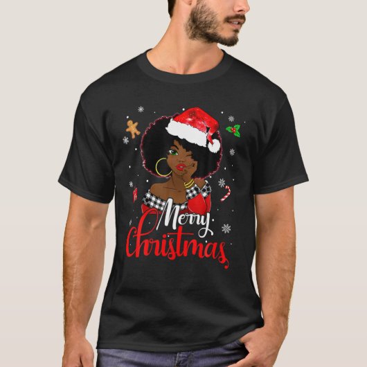 Black African Girl American Melanin-kerstzant T-shirt (Voorkant)