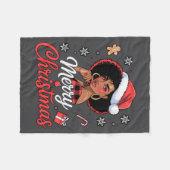 Black African Girl American Merry Christmas Santa Fleece Deken (Voorkant (Horizontaal))