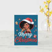 Black African Girl American Merry Christmas Santa  Kaart (Gele Bloem)