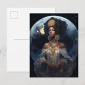 Black African Moon Goddess Queen Fantasy Briefkaart (Voorkant / Achterkant)