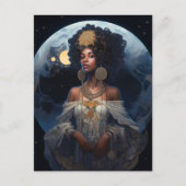 Black African Moon Goddess Queen Fantasy Briefkaart (Voorkant)
