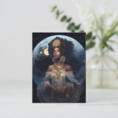 Black African Moon Goddess Queen Fantasy Briefkaart (Staand voorkant)
