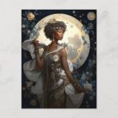 Black African Moon Goddess Queen Fantasy Briefkaart (Voorkant)