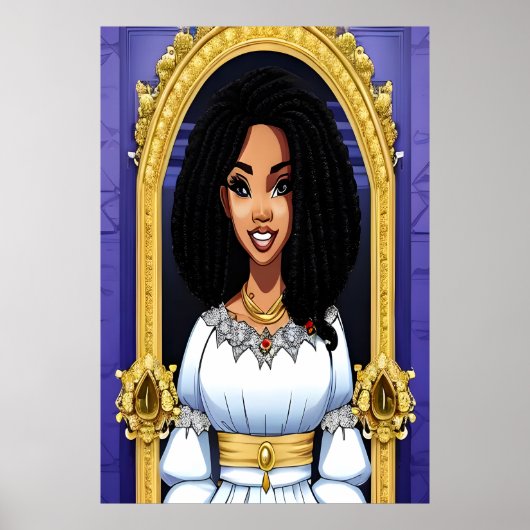 Black African Princess | AI Art Poster (Voorkant)