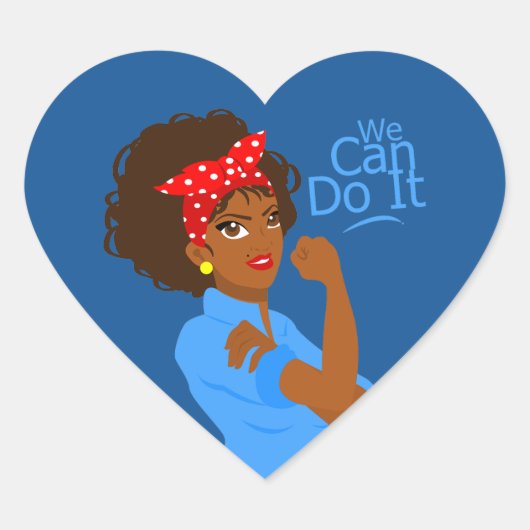Black African Rosie The Riveter, we kunnen het Hart Sticker (Voorkant)