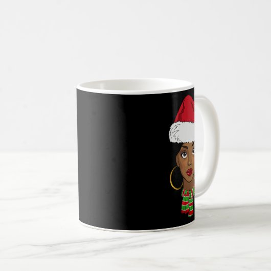 Black African Santa Afro Kerstmelani Koffiemok (Voorkant rechts)