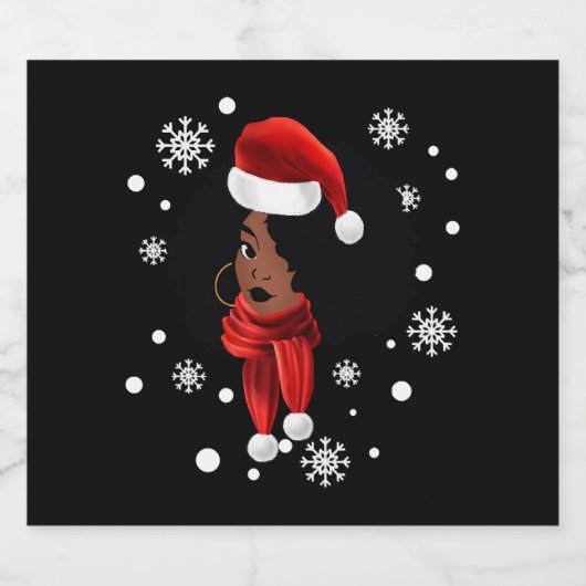 Black African Santa Apparel-kerstmantel Sparkling Wijnetiket (Enkel label)