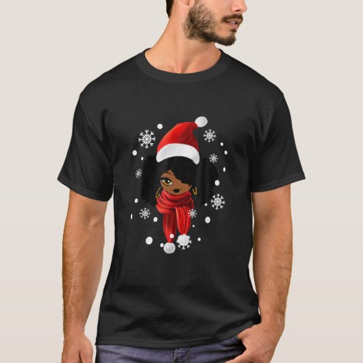 Black African Santa Apparel-kerstmantel T-shirt (Voorkant)