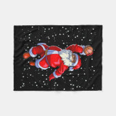 Black African Santa Claus Basketball Afro Fleece Deken (Voorkant (Horizontaal))