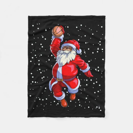 Black African Santa Claus Basketball Afro Fleece Deken (Voorkant)