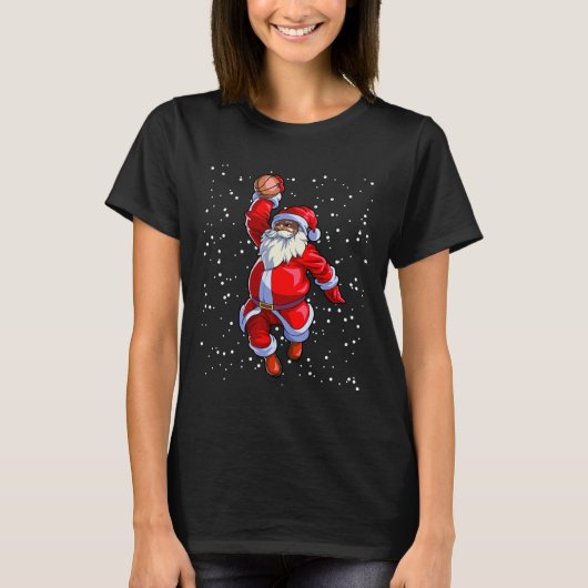 Black African Santa Claus Basketball Afro T-shirt (Voorkant)