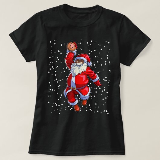 Black African Santa Claus Basketball Afro T-shirt (Design voorkant)