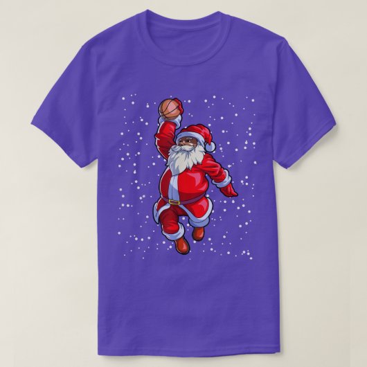 Black African Santa Claus Basketball Afro T-shirt (Design voorkant)