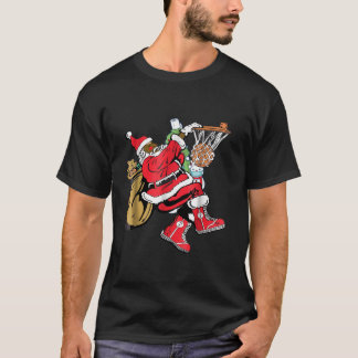 Black African Santa Claus Basketball Chri T-shirt