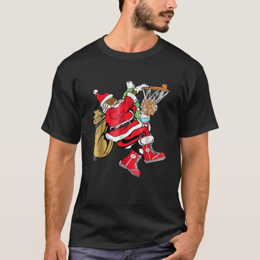 Black African Santa Claus Basketball Chri T-shirt (Voorkant)