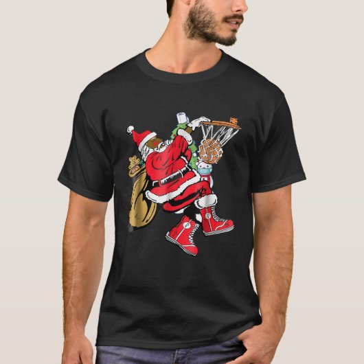 Black African Santa Claus Basketball Chri T-shirt (Voorkant)