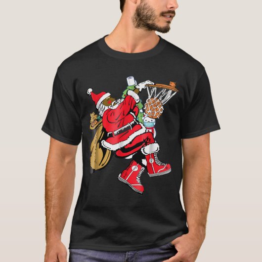 Black African Santa Claus Basketball Chri T-shirt (Voorkant)