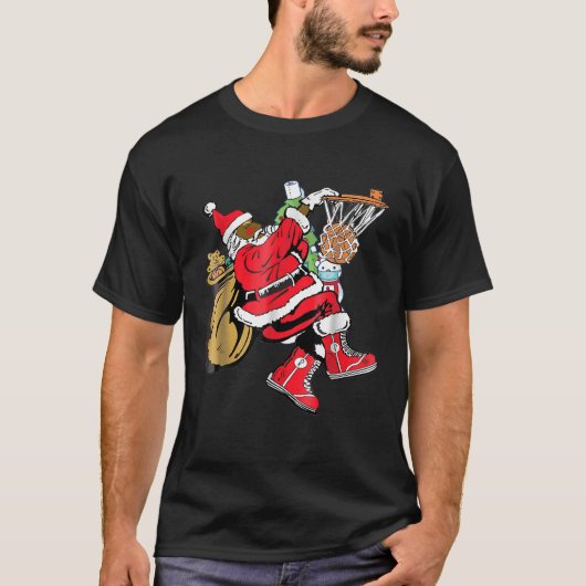 Black African Santa Claus Basketball Chri T-shirt (Voorkant)