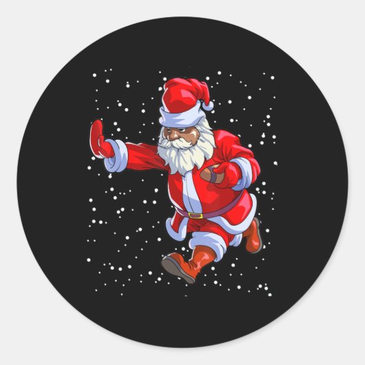 Black African Santa Claus Football Afro C Ronde Sticker (Voorkant)