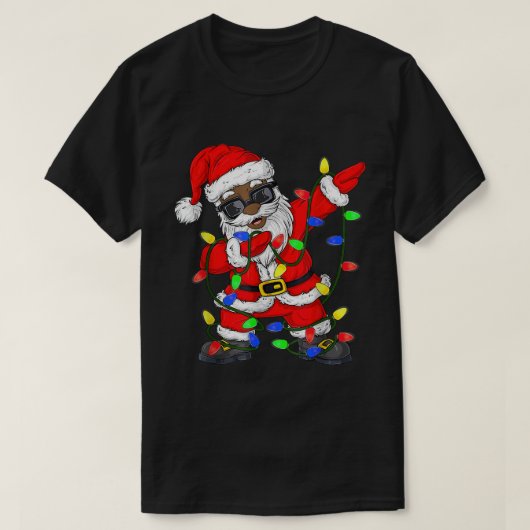Black African Santa Claus kerstpajam T-shirt (Design voorkant)