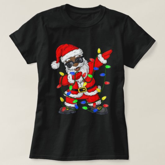 Black African Santa Claus kerstpajam T-shirt (Design voorkant)