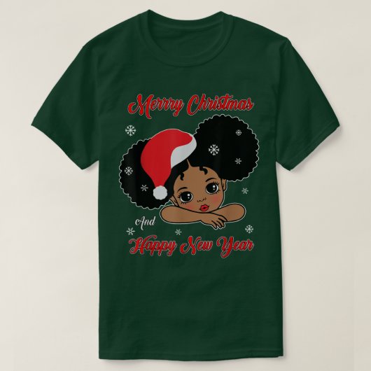 Black African Santa Kerstmis Melanin Gir T-shirt (Design voorkant)