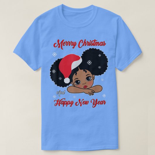 Black African Santa Kerstmis Melanin Gir T-shirt (Design voorkant)