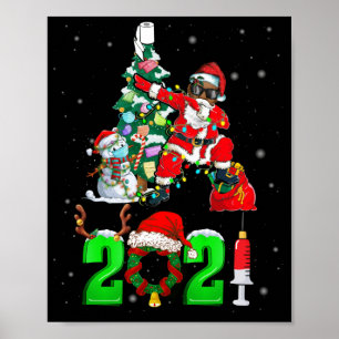 Black African Santa Snowman Kerstman Poster