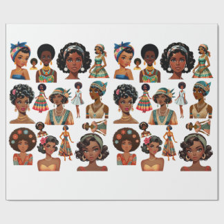 Black African Woman Fashion art 20s to 70s Eras Cadeaupapier