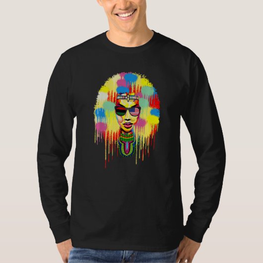 Black Afro Natural Hair Melanin Queen Black Histor T-shirt (Voorkant)