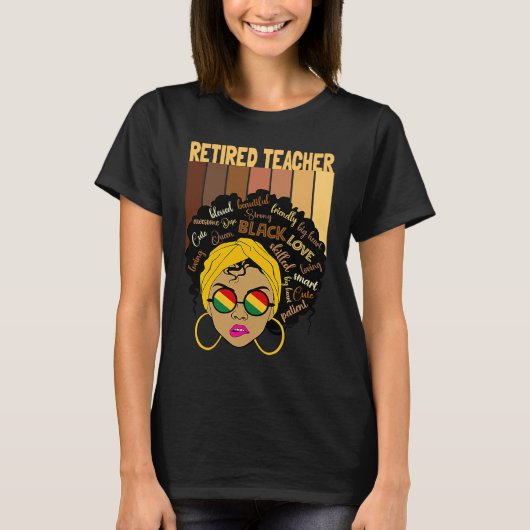 Black Afro Smart Teacher Black History Month Retir T-shirt (Voorkant)