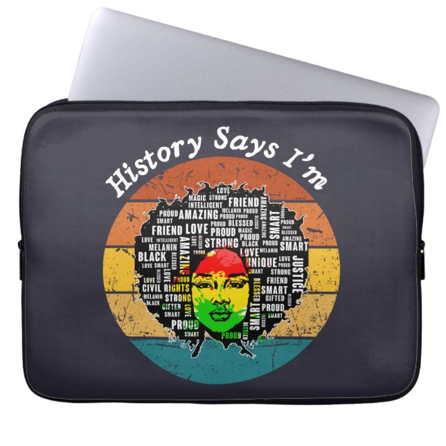 Black Afro Woman Melanin Girl Black History Maand Laptop Sleeve (Voorkant)