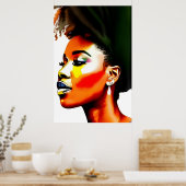 Black Afro Woman Waterverf Portret I Poster (Keuken)