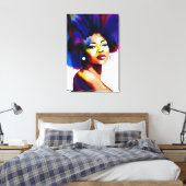 Black Afro Woman Waterverf Portret IV Canvas Afdruk (Insitu (Slaapkamer))
