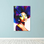 Black Afro Woman Waterverf Portret IV Canvas Afdruk (Insitu (Houten vloer))
