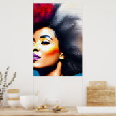 Black Afro Woman Waterverf Portret V Poster (Keuken)