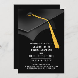 Black Afstudeerder Pet Black Graduparty Invitation Kaart