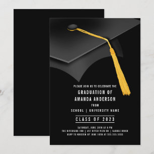 Black Afstudeerder Pet Black Graduparty Invitation Kaart