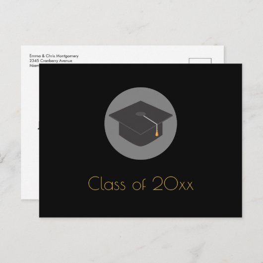 Black Afstudeerder Pet Class of 20xx Graduation Pa Uitnodiging Briefkaart (Voorkant / Achterkant)