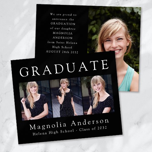 Black Afstuderen Four Fotoaankondiging Flyer