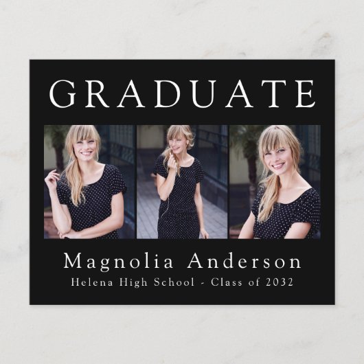 Black Afstuderen Four Fotoaankondiging Flyer (Voorkant)