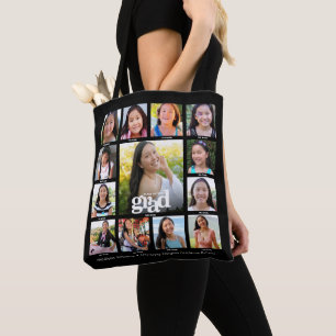 Black Afstuderen K-12 Bold Modern Photo Collage Tote Bag